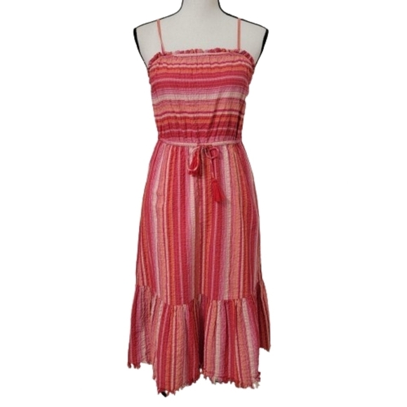 Greylin Size XS Midi Length Sundress, Fringed Hem, Striped, Boho, Exc. Used Cond - Picture 1 of 12